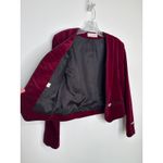 Jones New York Vintage  Burgundy Velvet crop open front Blazer Jeweled Button Med Photo 9