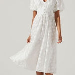 Astr The Label Sandy Polka Dot Puff‎ Sleeve Midi Dress Sz S Wedding White Photo 0