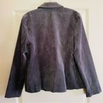 kim rogers  Corduroy Notched Lapel Cord Blazer Jacket Grey Size 10P Photo 1