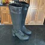 Clarks Knee High Boots Black Leather Riding Harness Heeled Boots Womens Size 7W Photo 2