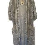 Vintage Concepts Cardigan Womens Size Small Lace Crochet Gray Kimono boho Photo 0