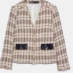 ZARA NWT Frayed V Neck Tweed Blazer 2505/169 Photo 2