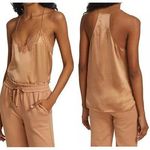 Cami NYC Racer 100% Silk Charmeuse V-Neck Camisole Tank Top Gold Women's Size M Photo 1