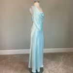 Bardot Satin Backless Slip Dress Evening Gown Blue Size 12 One Shoulder Formal Photo 2
