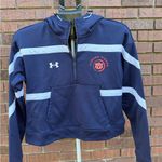 Under Armour Navy Auburn Tigers Cropped Half-Zip Hoodie Sweatshirt Womens Small Photo 2