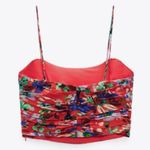 ZARA NWT  Red Floral Ruffle Crop Top Photo 1