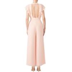 Fame and Partners  Blush Pink‎ Jumpsuit Flutter Sleeve V Neck Size 8 Wide Leg Photo 1