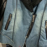Tribal Jeans Y2K faux shearling pleather moto jacket zip with fur Blue Size M Photo 4