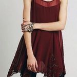 Free People Beaded Maroon Chiffon Sheer Tunic Dress Photo 0