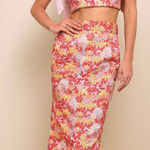 Lulu's  Ellarina Pink Multi Metallic Tie-Strap Two-Piece Midi Dress S Photo 0