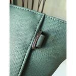 Dagne Dover  Signature Tote Womens Green Leather Laptop Padded Double Handles Zip Photo 5