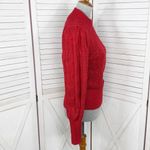 EXPRESS  Mock Neck Puff Sleeve Cable Knit Sweater Red Small Photo 2