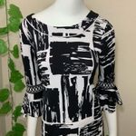 BCBG Maxazria Black White Bell Sleeve Dress Photo 1