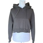 ZARA  Cropped Hoodie Sweatshirt Fleece Lined Womens Size Medium Gray Grey Photo 0