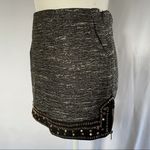 English Rose New  Beaded Grommet Hem Side Zip Tweed Mini Skirt Black Gold Photo 1