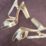 Nina  Size 8 Silver Strappy Chunk Heels Photo 7