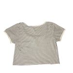 Striped Cropped Baby Tee Henley Women's Size Large White and Black Photo 4
