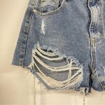 Pretty Little Thing Blue Distressed High Rise Cut Off Jean Shorts Denim Womens 6 Photo 1