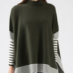 Chicwish Lie in Olive Fields Striped Oversize Knit Cape Sweater - Large ? Photo 0