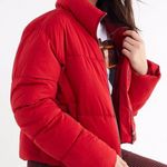 Urban Outfitters Red Puffy Cropped Coat Photo 0