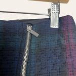 Elizabeth and James  Navy Blue Purple Plaid Zip Asymmetrical Mini Skirt Size 6 Photo 3