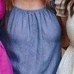 The Hanger Off The Shoulder Denim Mini Dress Photo 1