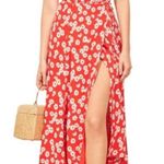 Reformation Carina Red Floral Midi Dress Photo 0