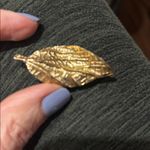 Christian Dior VINTAGE  GERMANY GOLD PLATED TEXTURED LEAF BROOCH Photo 2