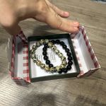 EUC Beaded Bracelet Set Black & Tan with Gift Box Photo 7