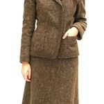 Valentino Skirt Suit Set Sz 12 Wool Angora Blend Brown Tweed Italy Authenticate Photo 0