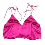 Wilfred  Aritzia magenta pink satin ruched cropped tank top women’s size large Photo 1