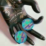 Vintage 1980s Lightening Bolt Mirror Earrings Photo 0