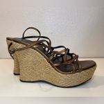 Donald J. Pliner Women’s Shaba Bronze Straps Platform Wedge Sandals Size 7.5 Gold Photo 3