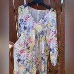H&M Floral Watercolor Long-Sleeve Flowy Mini Dress Women’s Size Small Photo 1