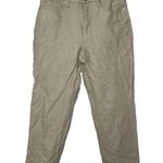 Free People  Blue Revival Beige Khaki Vegan Leather Cropped Ankle Pants Size 28 Photo 0