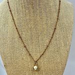 Gold tone pearl in heart dainty pendant necklace Photo 3