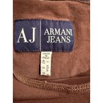 Vintage AJ Armani Jeans Brown Long Sleeve Velvet Cross Top Made in Italy Size 8 Photo 5