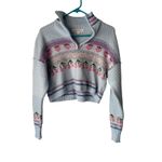 Sugar Moon Baby Blue Cropped Strawberry Cherry Fair Isle Knit Sweater Coquette Photo 1