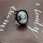 Handmade Cameo Ring | Gothic Black Stainless Steel Adjustable Band Photo 2