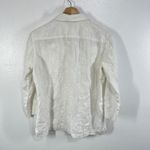 Jones New York  Signature White Linen Paisley Embroidered Button Front Shirt L‎ Photo 2
