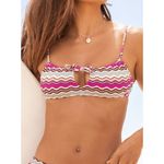 Roxy  Pink Green Pale Dogwood Flowy Mood Bralette Bikini Top Large NWT Photo 5