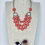 Statement Necklace Pink Coral Gold Tone, Earrings & 6 Gold Tone Bangle Bracelets Customer Jewelry Buy 3/$21 Photo 1