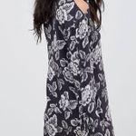 All Saints Dark Gray Shift Floral Lace Cold Shoulder Boho Dress - Large Photo 2