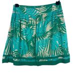 Ann Taylor Loft Aqua Blue Palm Leaves Pleated Beachy Tropical Short Skirt 6P NWT Photo 1