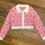 Baevely Women's Floral Knit Cardigan Sweater Cream Pink Retro Style Size Medium Pink Photo 0