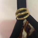 Maxine of Hollywood  Black and Tan Ruffled Tiered Swimsuit size 18 Gold accents Photo 8