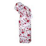 Fame & Partners Aubrieta One Shoulder Ruffle Midi Dress Briar Rose Floral Size 6 White Photo 1