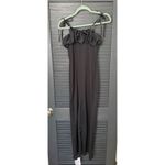 ASOS DESIGN Black Scrunched Bust with Cut Out Textured MIDI Dress - Small Photo 7