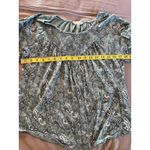 Lucky Brand Womens Green Short Sleeve Floral Knit Baby Doll Top Size Small Photo 1