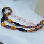 Vintage 80’s glass and acrylic tribal bright fun necklace Yellow Photo 3